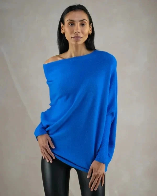 Asira - Off-Center Draped Sweater