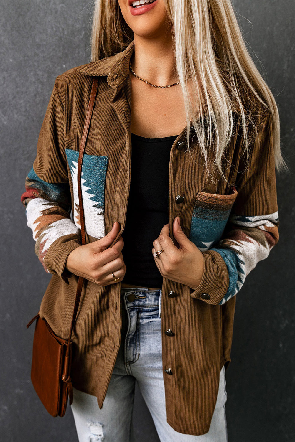 Aztec-Patterned Corduroy Jacket