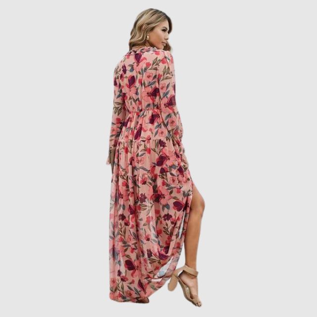 Chiffon Maxi Dress with Floral Print