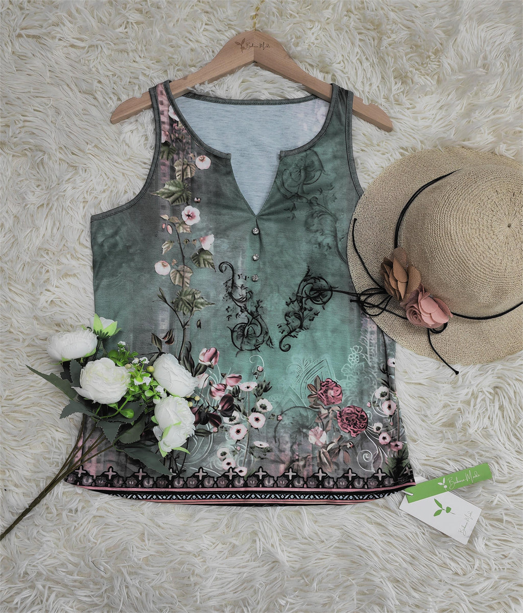 Floral Watercolor Sleeveless Top