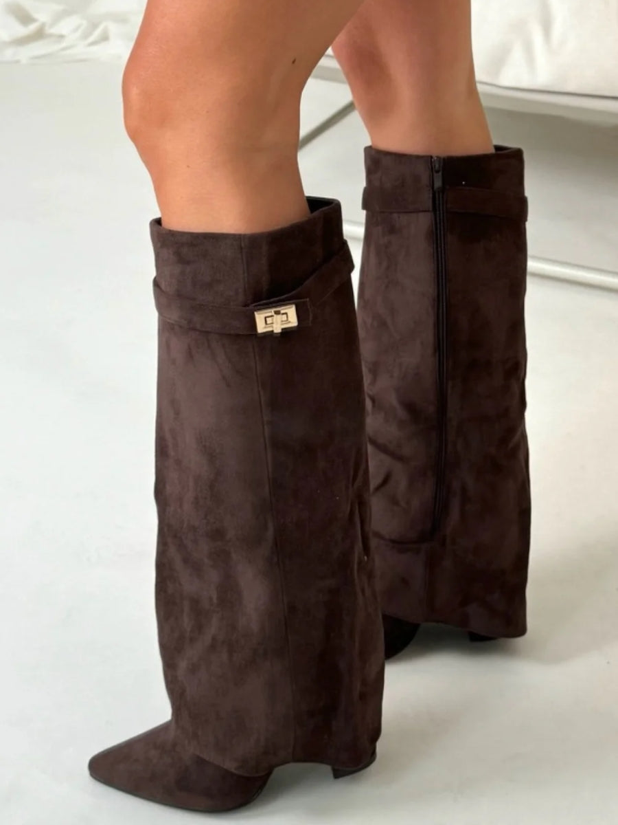 Emily | Women’s Leather Thigh-High Boots with Buckle