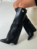 Emily | Women’s Leather Thigh-High Boots with Buckle