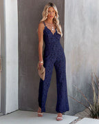 Lace-Accented Sleeveless Jumpsuit