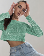Women's Sparkling Sequin Crop Top