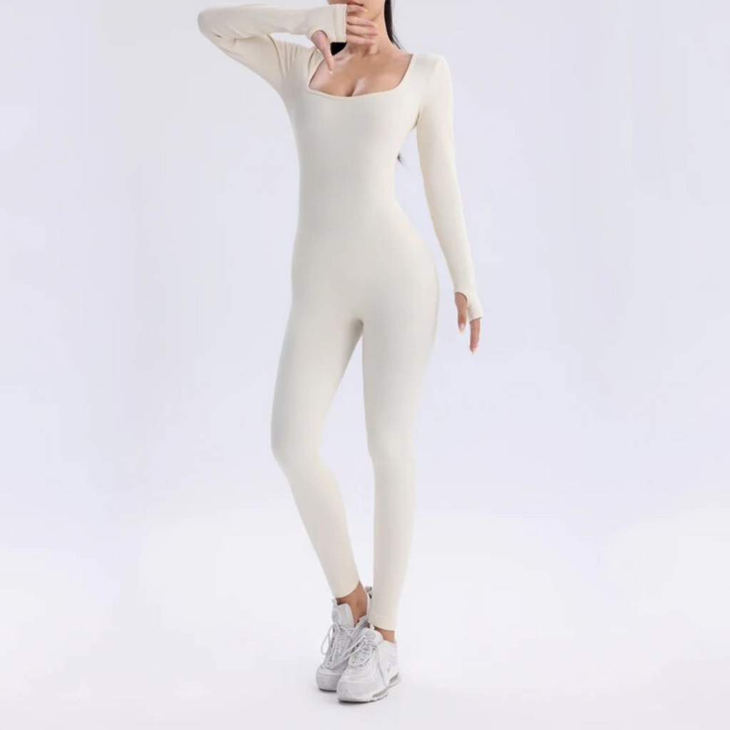 Solid Long Sleeve Active Bodysuit