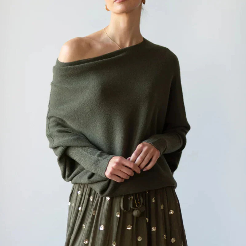Asira - Off-Center Draped Sweater