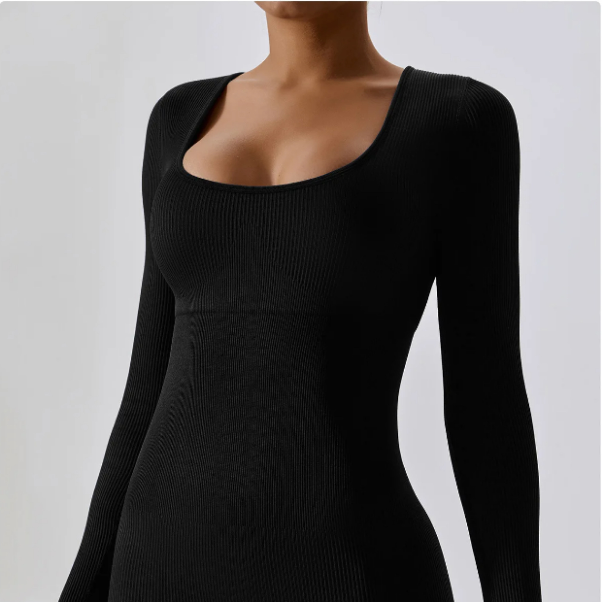 Solid Long Sleeve Active Bodysuit