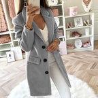 Women's Double-Breasted Wool Coat with Notched Collar