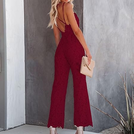 Lace-Accented Sleeveless Jumpsuit