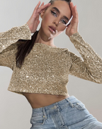 Women's Sparkling Sequin Crop Top