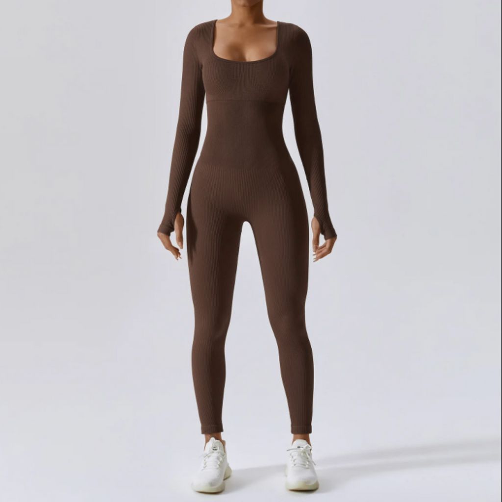 Solid Long Sleeve Active Bodysuit