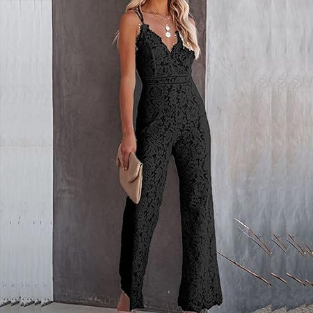 Lace-Accented Sleeveless Jumpsuit