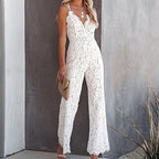 Lace-Accented Sleeveless Jumpsuit