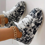 Graffiti Print Layered Sneakers for Women