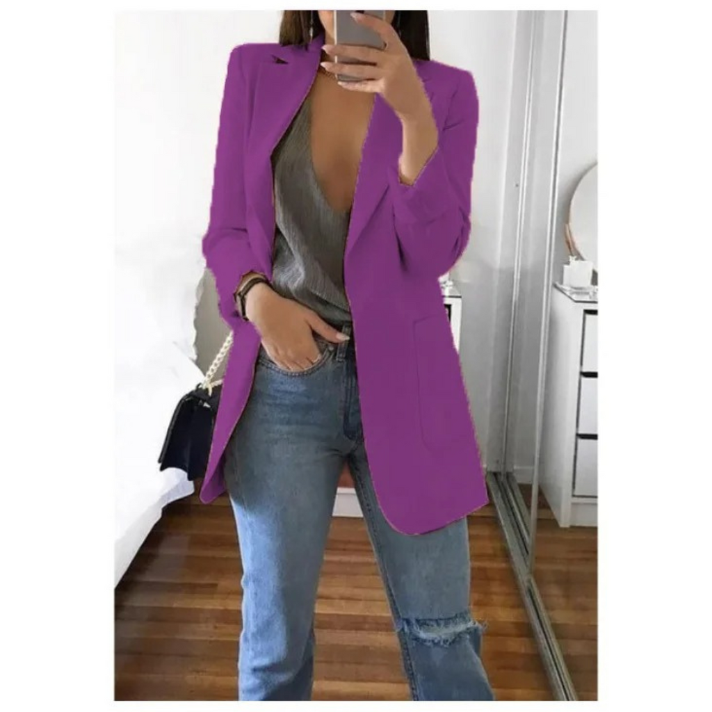 Women's Printed Double-Breasted Blazer - Ideal for Professional Wear
