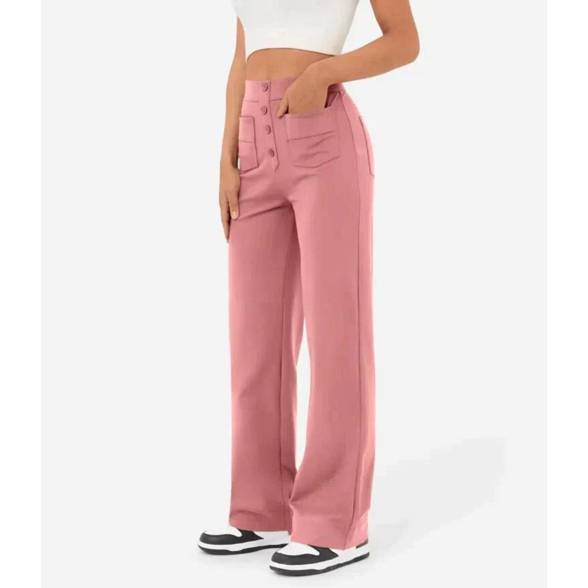 Flexible High-Waisted Stretch Trousers