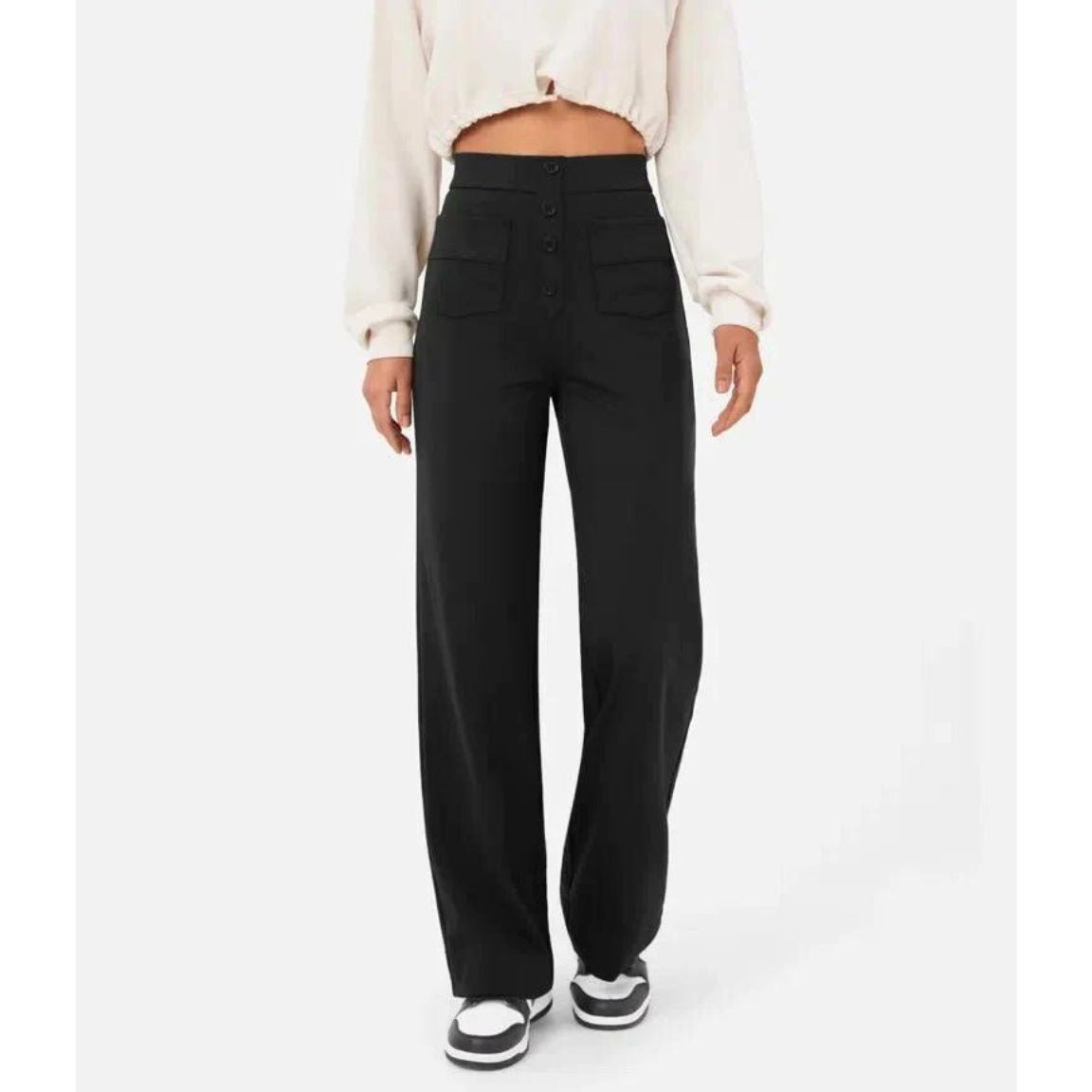 Flexible High-Waisted Stretch Trousers