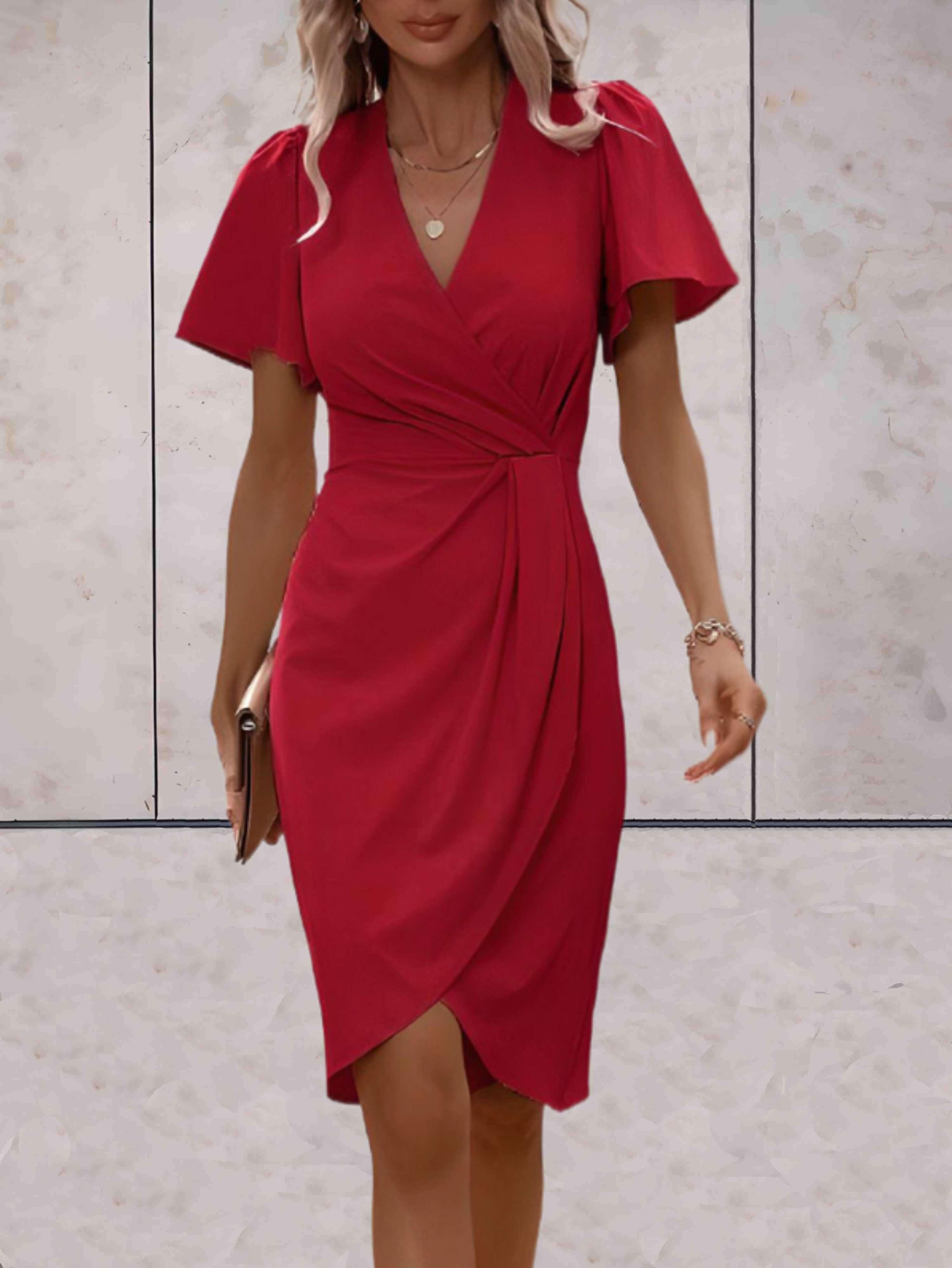 Stylish Short Sleeve Wrap Dress
