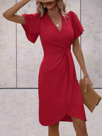 Stylish Short Sleeve Wrap Dress