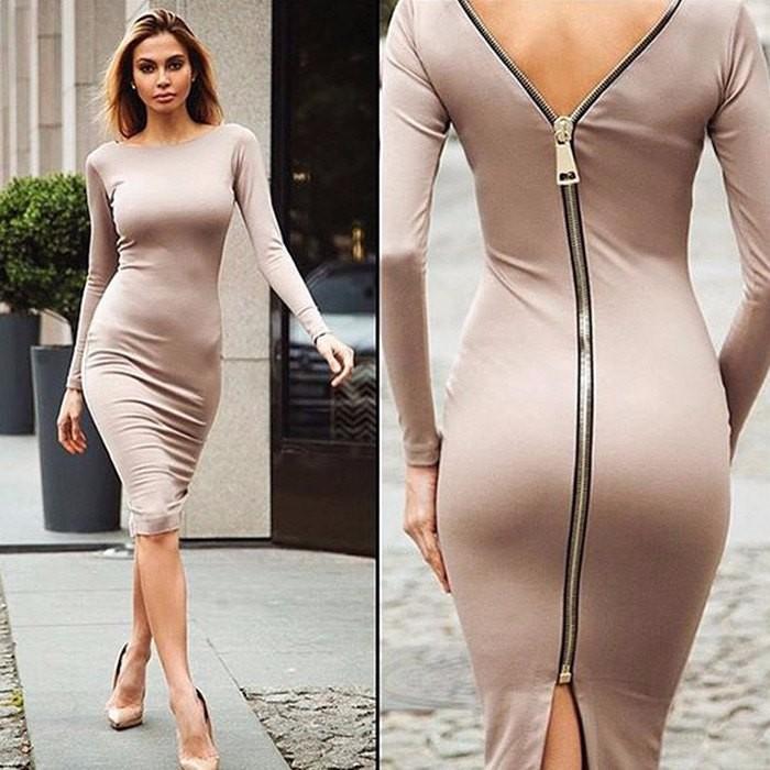 Bernadeth Bodycon Dress with Elegant Full-Length Back Zipper
