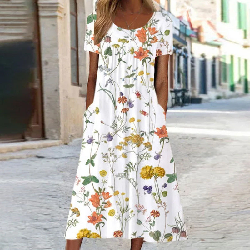 Stylish Floral Dress with Tummy Control