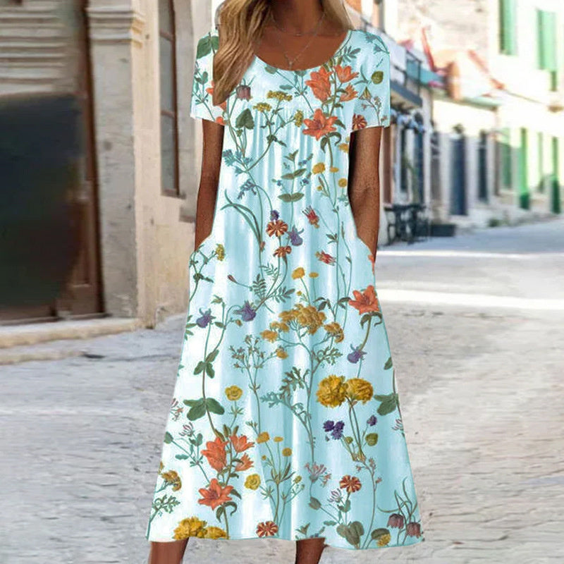 Stylish Floral Dress with Tummy Control
