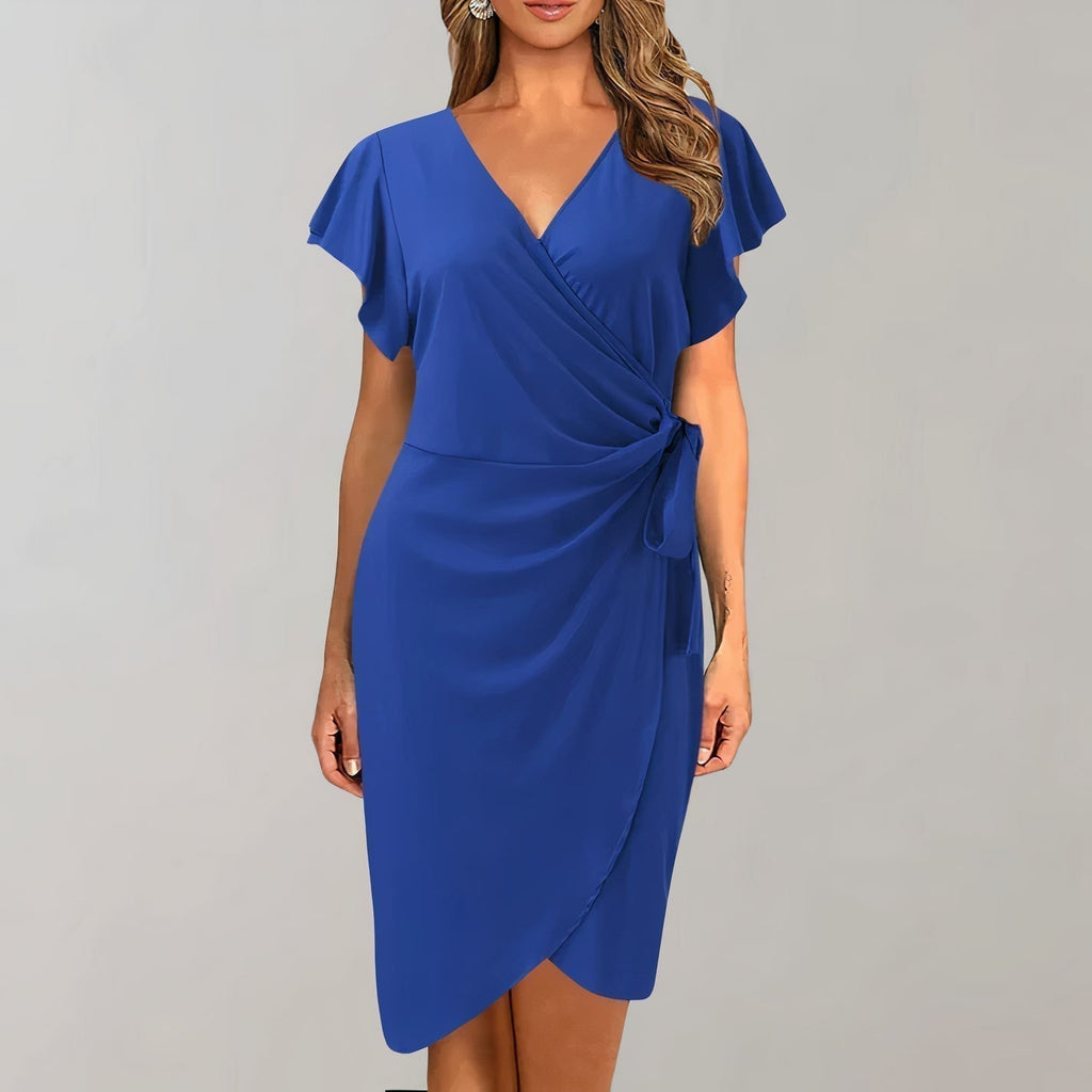 Stylish V-Neck Wrap Dress for Women - Ideal for Summer Wear