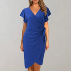 Stylish V-Neck Wrap Dress for Women - Ideal for Summer Wear