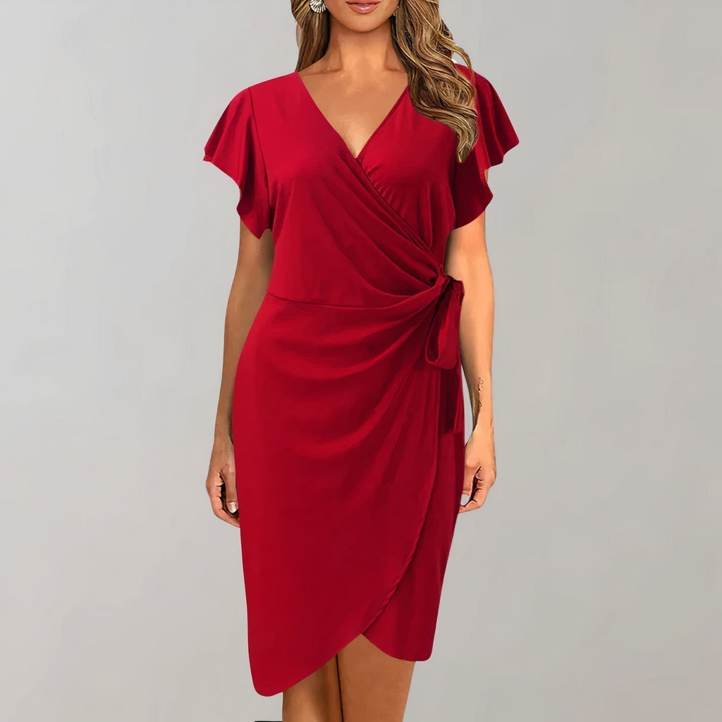 Stylish V-Neck Wrap Dress for Women - Ideal for Summer Wear