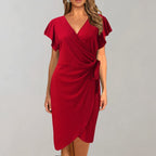 Stylish V-Neck Wrap Dress for Women - Ideal for Summer Wear