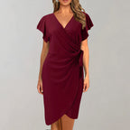 Stylish V-Neck Wrap Dress for Women - Ideal for Summer Wear