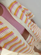 Striped Contrast Women's Two-Piece Knit Set