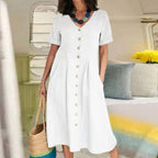 Ester Cotton Midi Dress" can be rephrased as "Ester Midi Dress Made from Cotton.