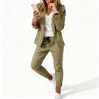 Chic Women's Blazer and Jogger Set – Coordinated Blazer and Pant Ensemble
