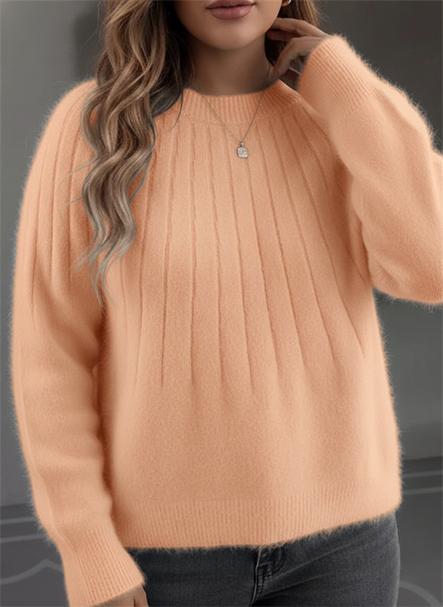 Comfortable Plus Size Women's Ribbed Knit Sweater