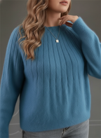 Comfortable Plus Size Women's Ribbed Knit Sweater