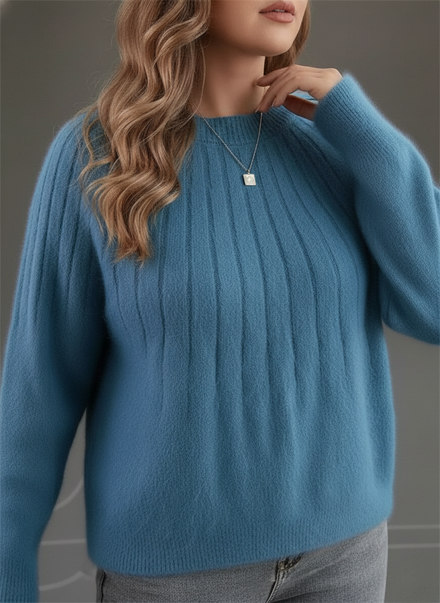 Comfortable Plus Size Women's Ribbed Knit Sweater