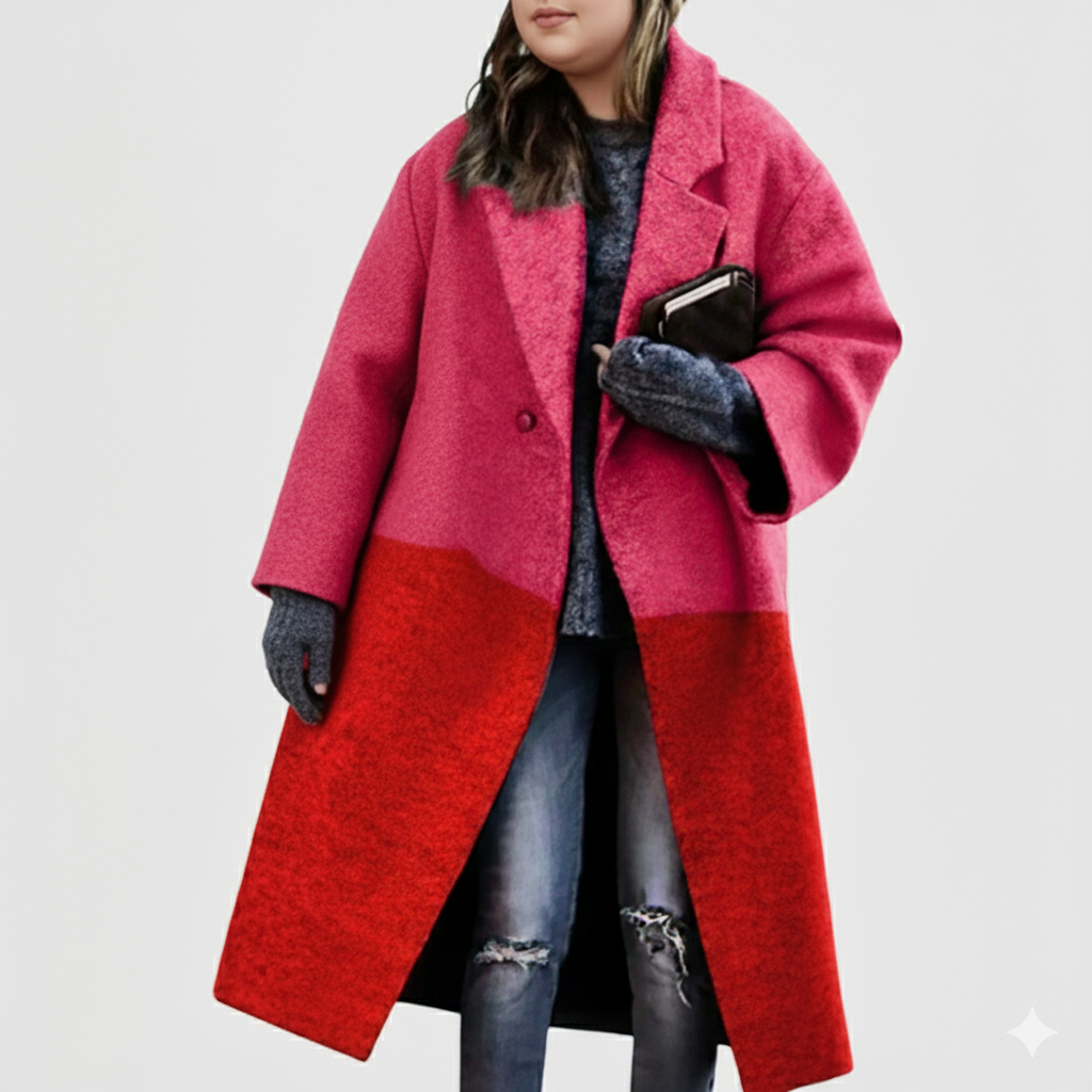 Plus Size Women's Long Wool Overcoat