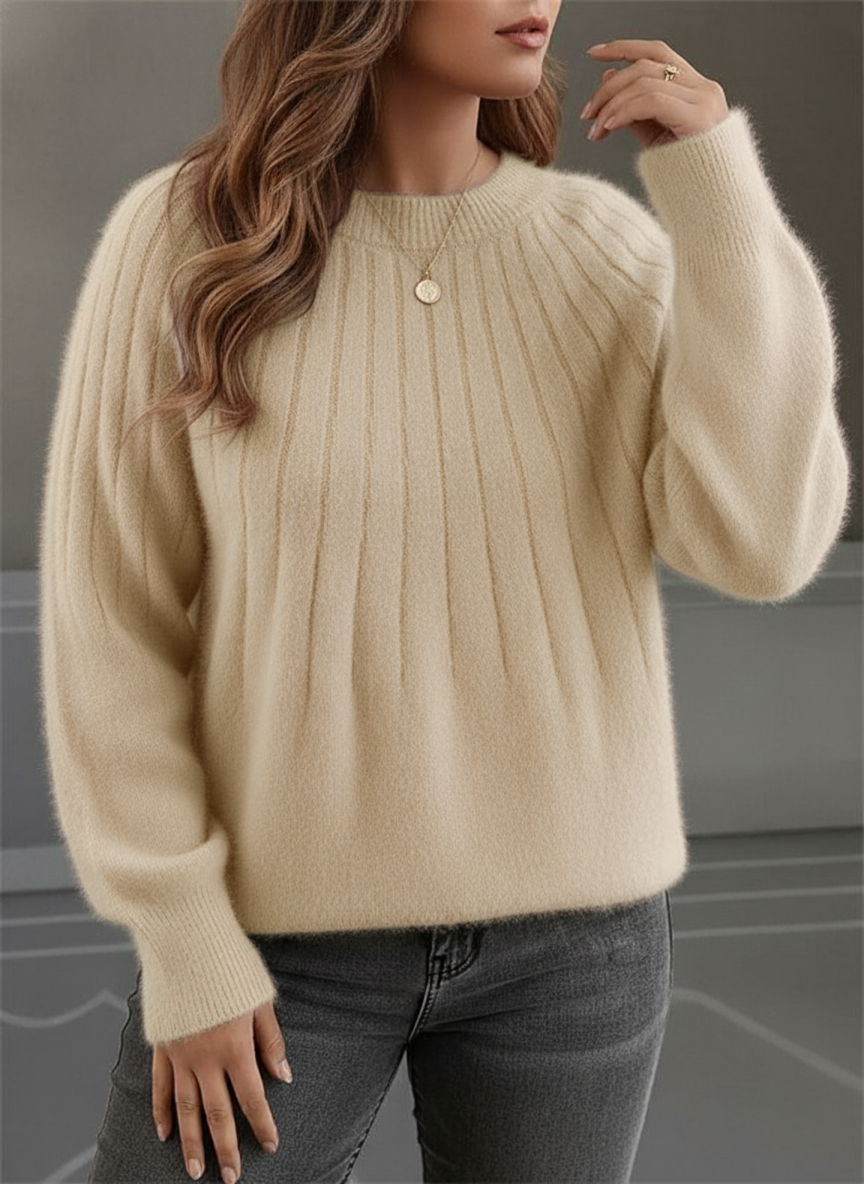 Comfortable Plus Size Women's Ribbed Knit Sweater
