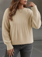 Comfortable Plus Size Women's Ribbed Knit Sweater