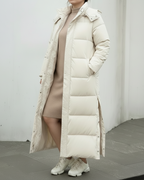 Plus Size Women's Extended Length Quilted Maxi Coat