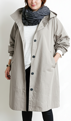 Plus Size Women's Hooded Trench Coat