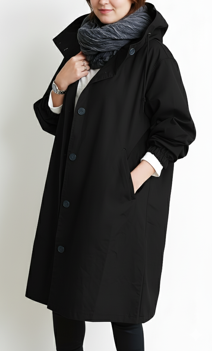 Plus Size Women's Hooded Trench Coat
