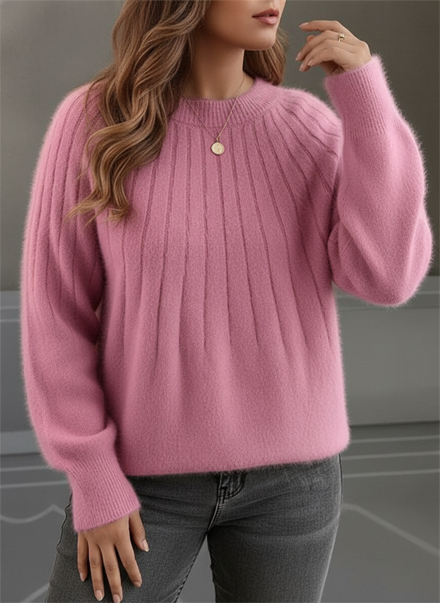 Comfortable Plus Size Women's Ribbed Knit Sweater