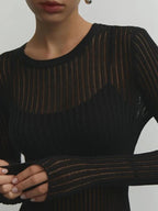 Elegant Striped Sheer Blouse