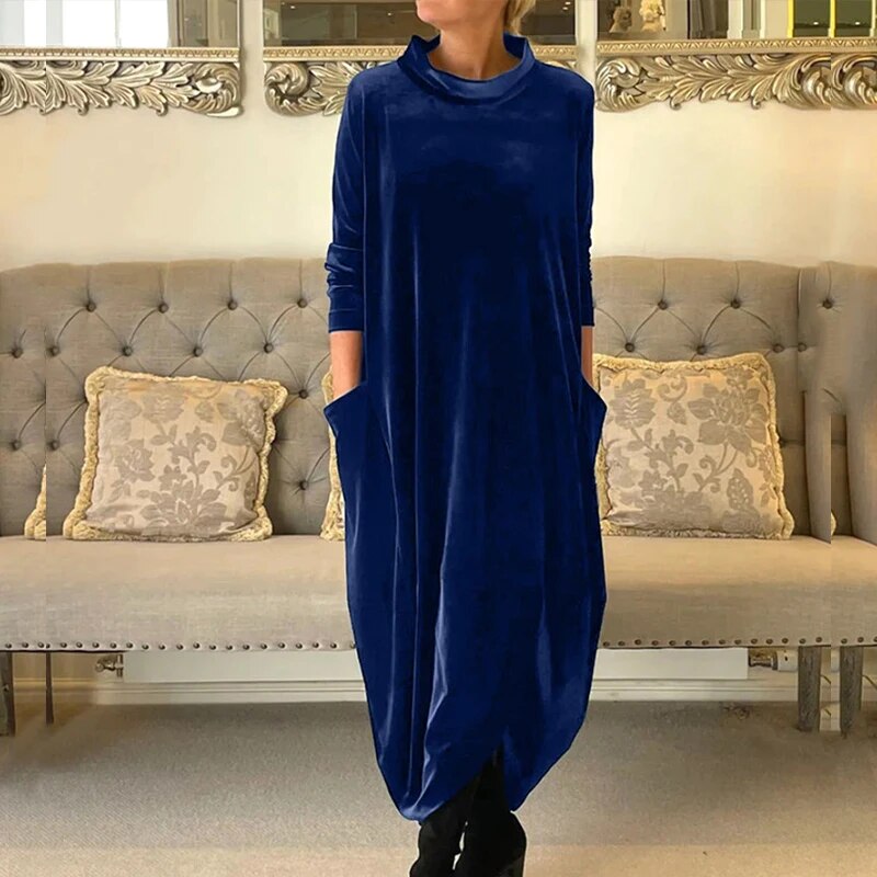 Chic Velvet Dress with Handy Pockets for Ultimate Comfort