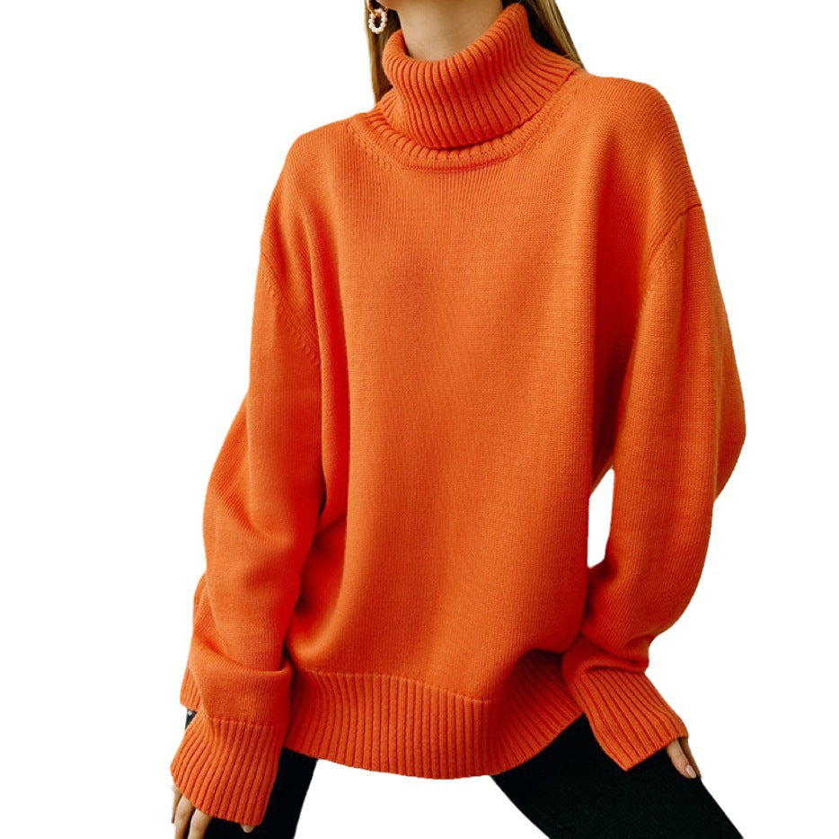 Women's Oversized Turtleneck Sweater in Basic Knit