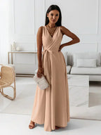 Solid V-Neck Maxi Dress for Women