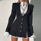 Ruffled Accent Blazer Dress