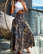 Elegant Flowing A-Line Skirt with High Waist and Comfortable Elastic Band